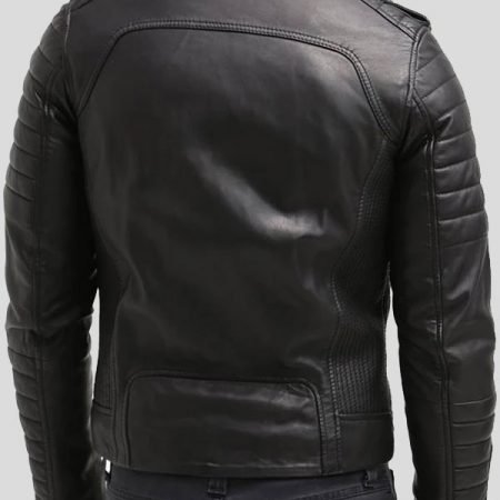 Men S Black Leather Quilted Biker Jacket Exclusively At Jackets Junction