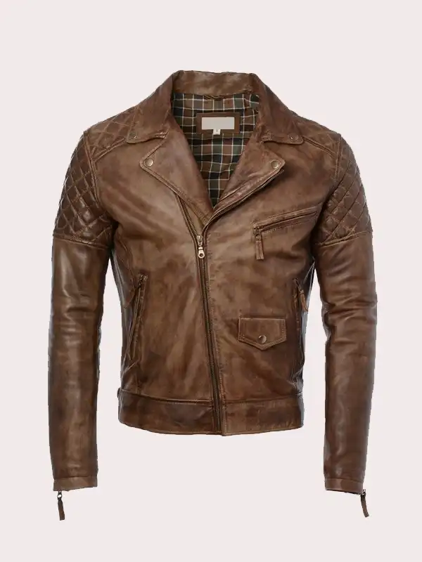 Mens Brown Leather Motorcycle Jacket Jackets Junction