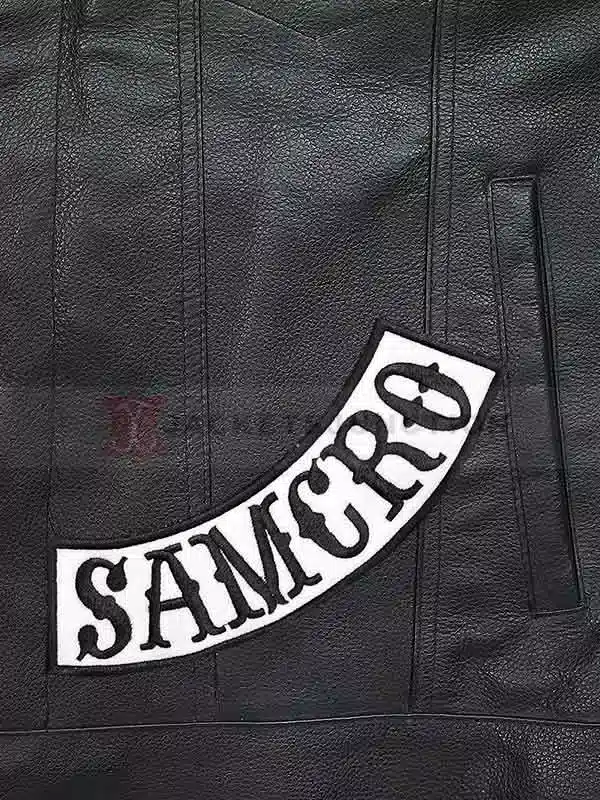 soa black leather vest