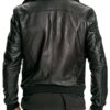 Mens Air Force Leather Bomber Jacket Black Fur Collar Black Back