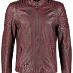 Mens Waxed Leather Red Cafe Racer Jacket