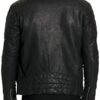 Mens Cafe Racer Sheepskin Leather Biker Jacket Black BACK