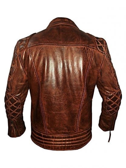 Buy Mens Classic Diamond Vintage Leather Biker Jacket Brown 6010