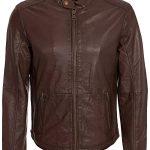 Mens Waxed Sheepskin Fashion Leather Jacket Elegant Brown