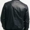 Mens Sheepskin Leather Bomber Jacket Black Back