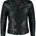 Mens Waxed Sheepskin Leather Motorcycle Jacket Black