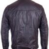 Mens Vintage Cafe Racer Distressed Leather Biker Jacket Black BACK