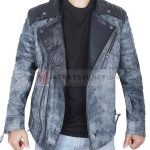 Men's Vintage Denim and Leather Biker Jacket