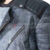 Men's Vintage Denim and Leather Biker Jacket Closeup