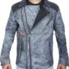 Denim and Leather Biker Jacket Closure