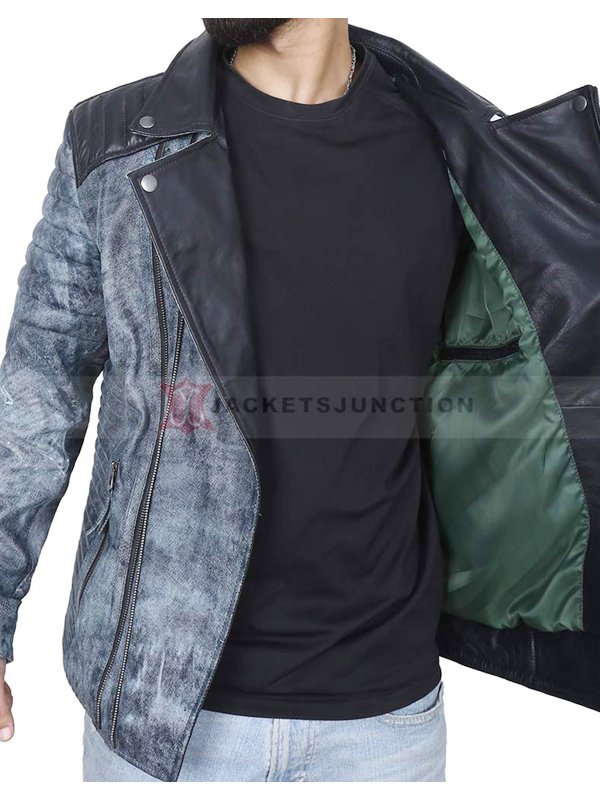 Denim and Leather Biker Jacket Inner