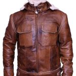 Mens WW2 B3 Shearling Fur Real Leather Aviator Jacket Brown