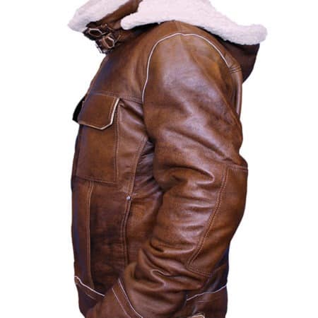 Buy Mens WW2 B3 Shearling Fur Real Leather Aviator Jacket Brown