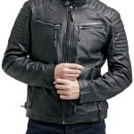 Men's Slim-fit Biker Jacket in Waxed Leather