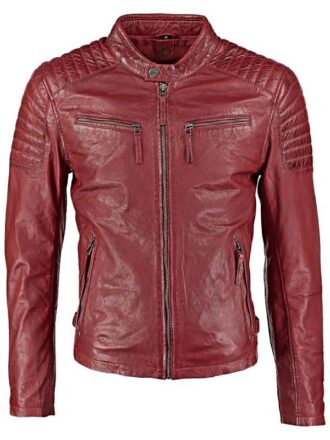 Buy Mens Waxed Sheepskin Leather Bomber Jacket Brown