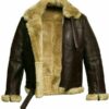 Mens RAF Aviator B3 Ginger Shearling Bomber Sheepskin Leather Jacket