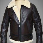 Mens RAF Sheepskin Leather Flying Jacket Dark Brown