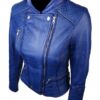 Women-Slim-Fit-Diamond-Quilted-Leather-Biker-Jacket-Blue-2