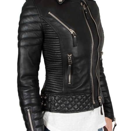 Buy Womens Boda Style Quilted Leather Biker Jacket Black