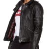 Womens Cafe Womens Cafe Racer Leather Motorcycle Jacket Black 01Racer Leather Motorcycle Jacket Black 01