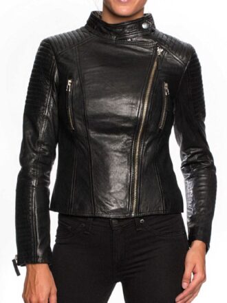 Buy Womens Boda Style Quilted Leather Biker Jacket Black