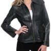 Womens Fashion Designer Leather Coat Black 02