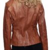 Womens Fashion Designer Leather Coat Tan Brown