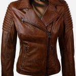 Womens Cafe Racer Brown Leather Jacket