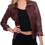 Womens Fashion Designer Leather Jacket Chocolate Brown