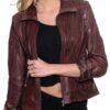 Womens Fashion Designer Leather Jacket Chocolate Brown