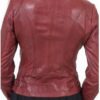 Womens Fashion Designer Leather Jacket Red Maroon 1