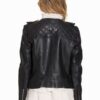 Womens Fashion Designer Quilted Leather Jacket Black 01