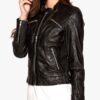 Womens Fashion Designer Real Leather Jacket Black 06