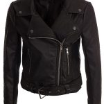 Womens Short Body Leather Motorcycle Jacket Black