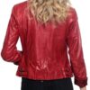 Womens Slim Fit Fashion Leather Jacket Red 1