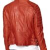 Womens Slim Fit Waxed Leather Jacket Tan Brown Orange 2