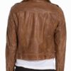 Womens Vintage Style Leather Motorcycle Jacket Tan Brown