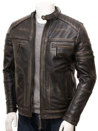 Buy Now Mens Cafe Racer Vintage Brown Leather Jacket