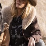 Get This Yellowstone Beth Dutton Fur Coat Brown Wool Blend