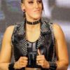 Black Studded Leather Vest worn by Rhea Ripley in WWE