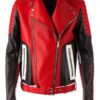 Men Fashion Bikers Red Leather Jacket