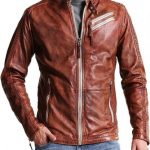 Men's Vintage Leather Distressed Biker Jacket