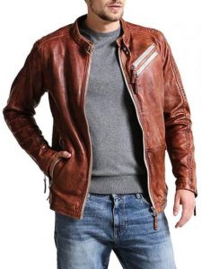 Men's Vintage Leather Distressed Biker Jacket | Free Shipping