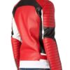 Quilted Sleeves Biker Leather Red Jacket