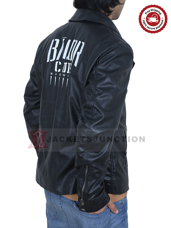 WWE Finn Balor Black Leather Jacket Backside