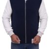 Baby Driver Ansel Elgort Bomber Grey and Blue Varsity StyleJacket