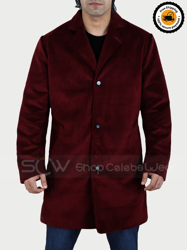 Velvet Maroon Coat For Mens