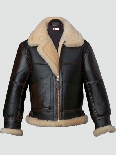 Mens Black Shearling B3 Flying Leather Jacket - Bomber Jacket