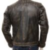 Men's Vintage Brown Leather Biker Jacket Back