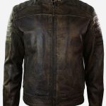 Men's Distressed Leather Biker Jacket